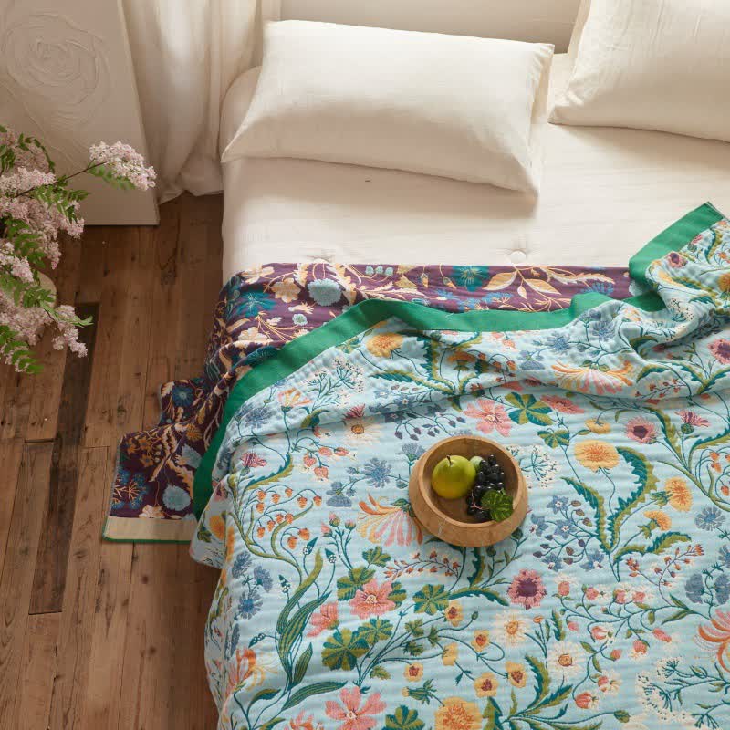 Ownkoti Meadow Reversible Cotton Mulin Blanket Quilt - image 4