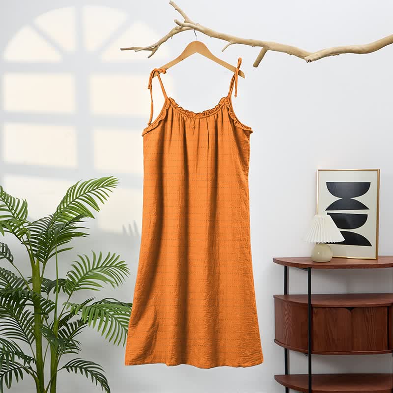 Ownkoti Sunwashed Solid Color Tie Strap Lounge Dress - image 1