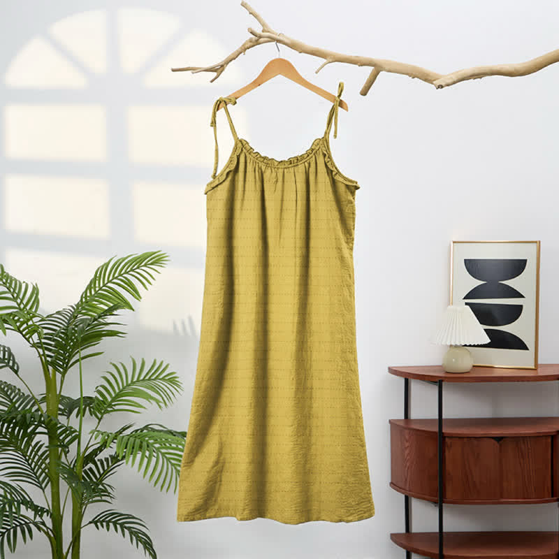 Ownkoti Sunwashed Solid Color Tie Strap Lounge Dress - image 5