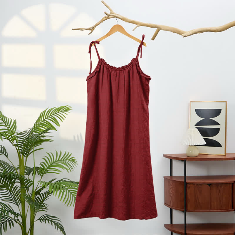 Ownkoti Sunwashed Solid Color Tie Strap Lounge Dress - image 13