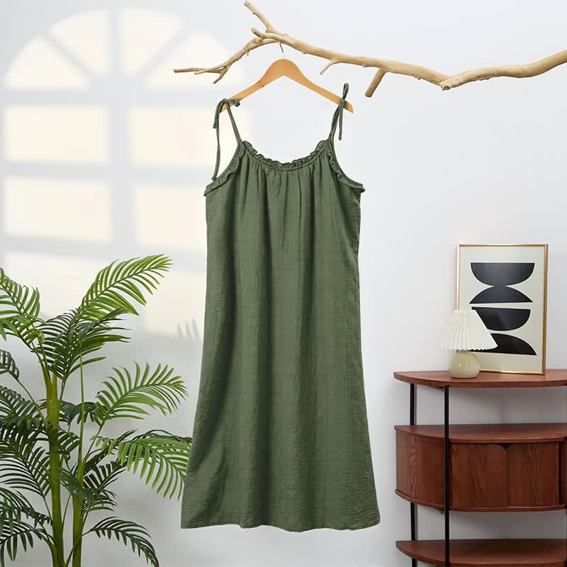Ownkoti Sunwashed Solid Color Tie Strap Lounge Dress - image 17