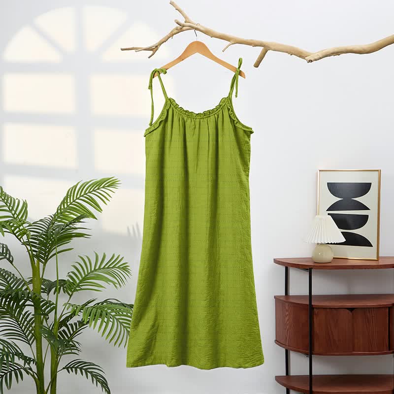 Ownkoti Sunwashed Solid Color Tie Strap Lounge Dress - image 21