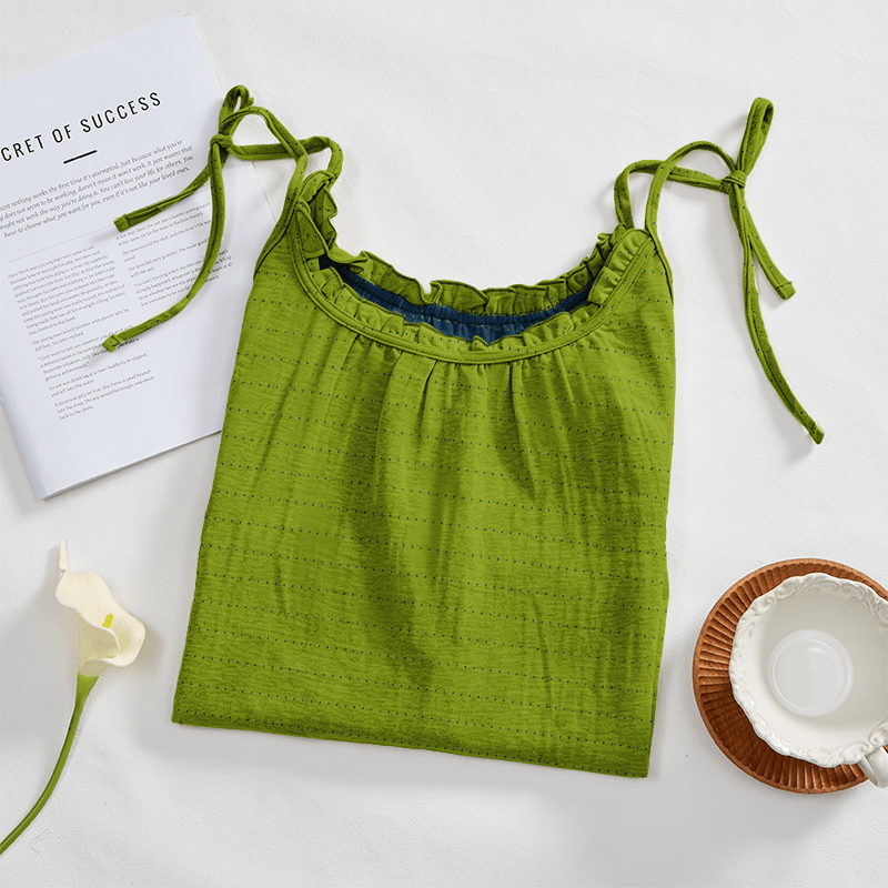 Ownkoti Sunwashed Solid Color Tie Strap Lounge Dress - image 22