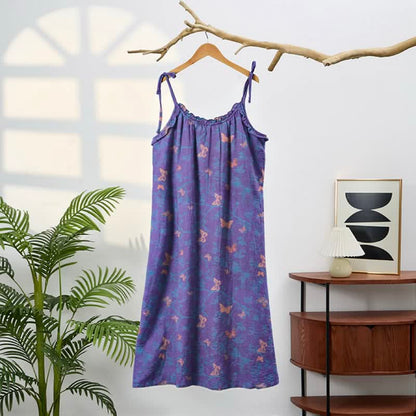 Ownkoti Butterfly Print Tie Strap Lounge Maxi Dress - image 1
