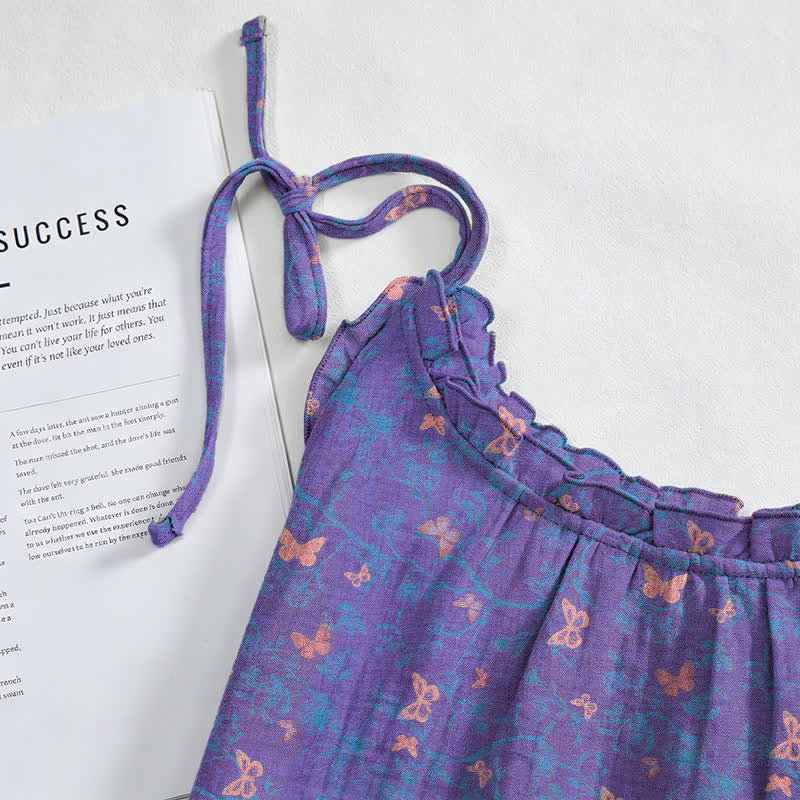 Ownkoti Butterfly Print Tie Strap Lounge Maxi Dress - image 3