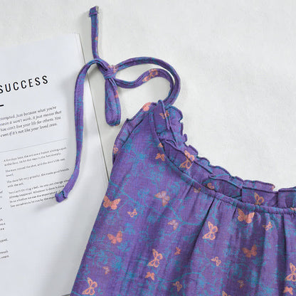Ownkoti Butterfly Print Tie Strap Lounge Maxi Dress - image 3