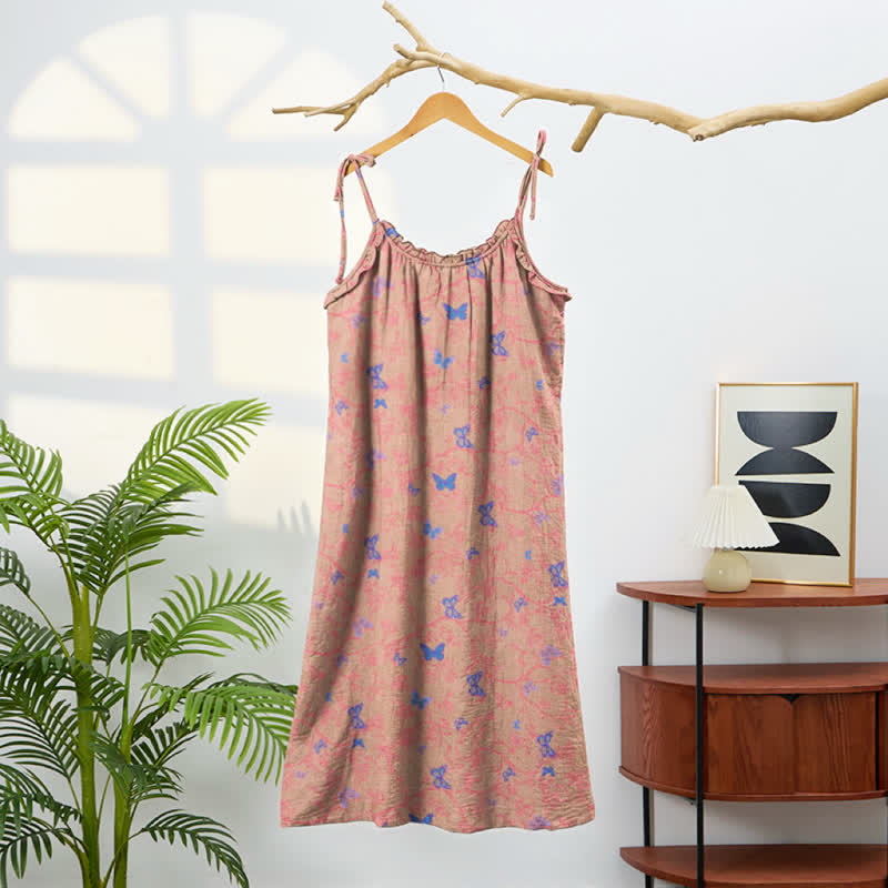 Ownkoti Butterfly Print Tie Strap Lounge Maxi Dress - image 5