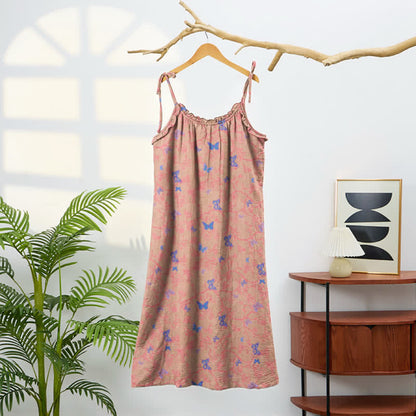 Ownkoti Butterfly Print Tie Strap Lounge Maxi Dress - image 5