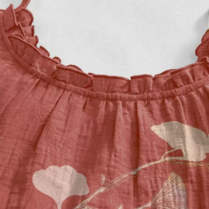 Ownkoti Ginkgo Leaf Tie Strap Maxi Nightgown - image 3