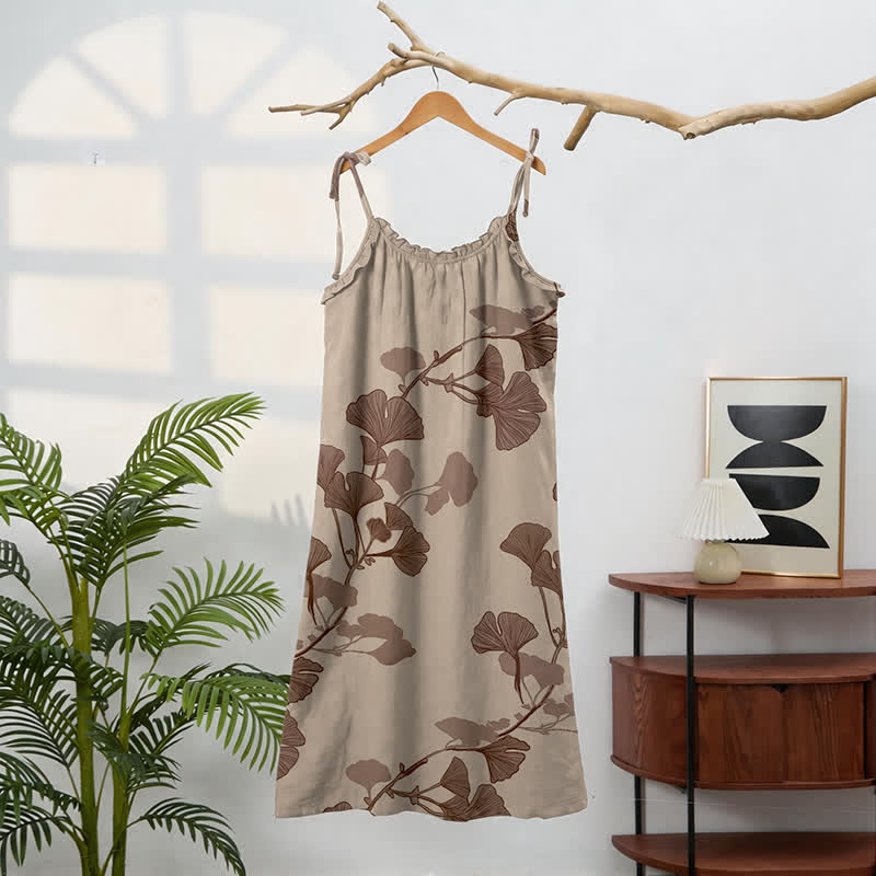 Ownkoti Ginkgo Leaf Tie Strap Maxi Nightgown - image 21