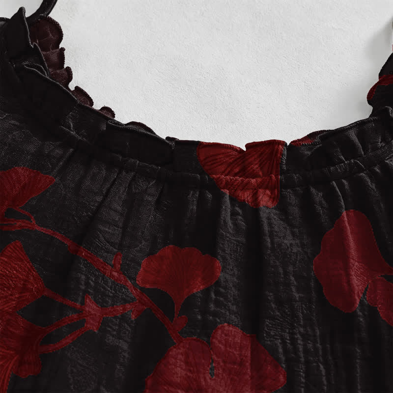 Ownkoti Ginkgo Leaf Tie Strap Maxi Lounge Dress - image 33