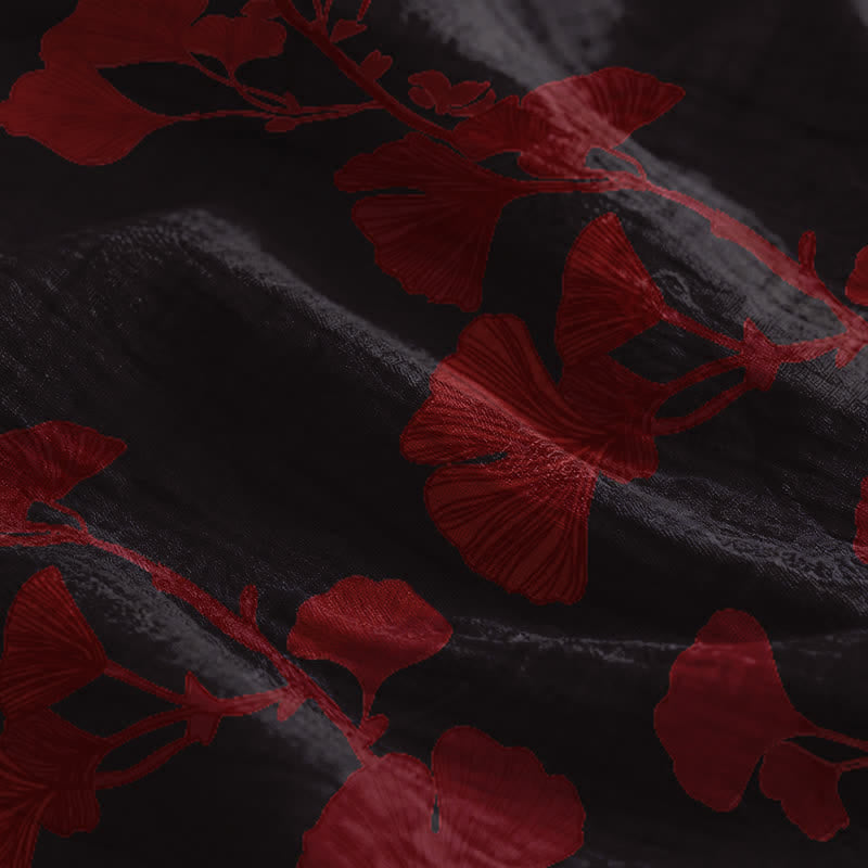 Ownkoti Ginkgo Leaf Tie Strap Maxi Lounge Dress - image 34