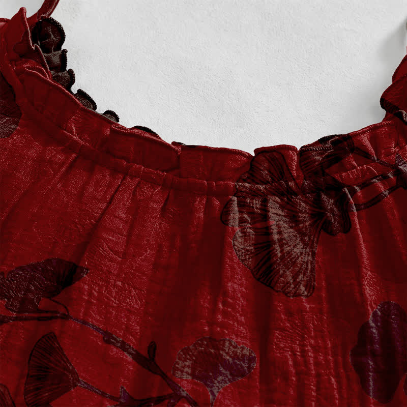 Ownkoti Ginkgo Leaf Tie Strap Maxi Lounge Dress - image 38