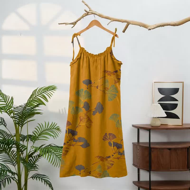 Ownkoti Ginkgo Leaf Tie Strap Maxi Nightgown - image 46