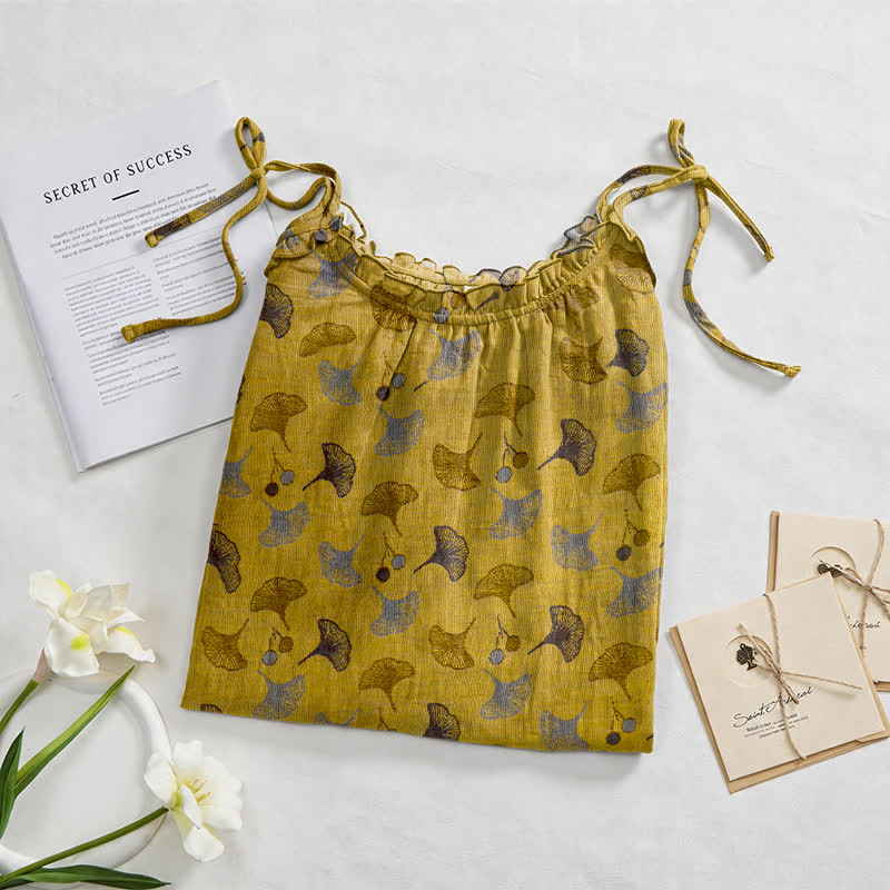 Ownkoti Ginkgo Floral Tie Strap Lounge Dress - image 7