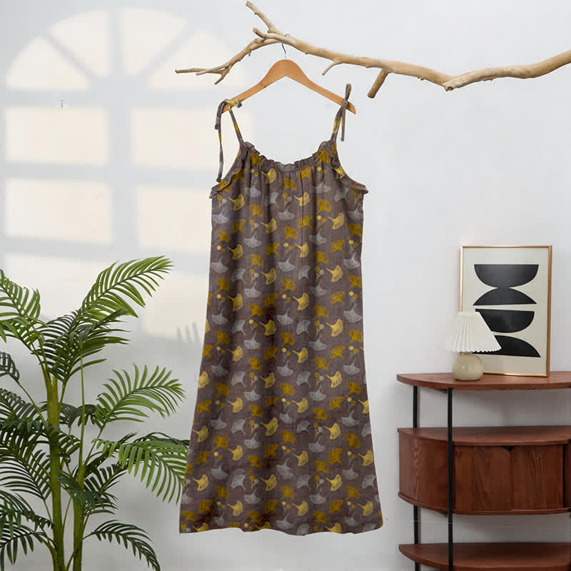 Ownkoti Ginkgo Floral Tie Strap Lounge Dress - image 11