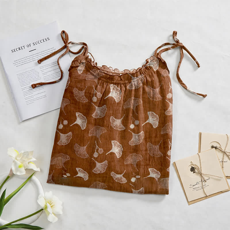 Ownkoti Ginkgo Floral Tie Strap Lounge Dress - image 32