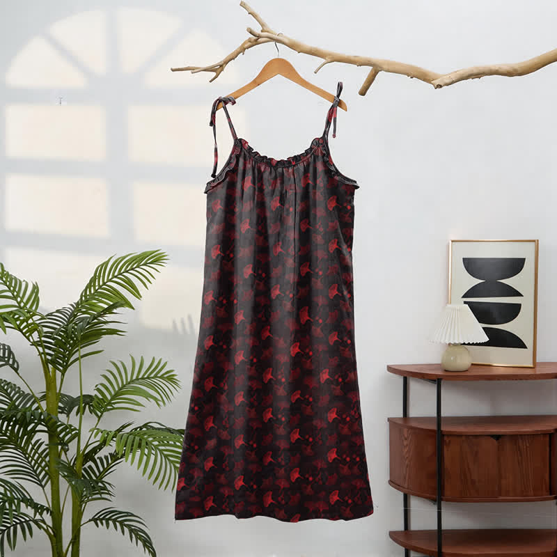 Ownkoti Ginkgo Floral Tie Strap Lounge Dress - image 36