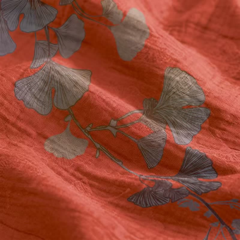Ownkoti Ginkgo Leaf Tie Strap Cotton Lounge Midi Dress - image 14