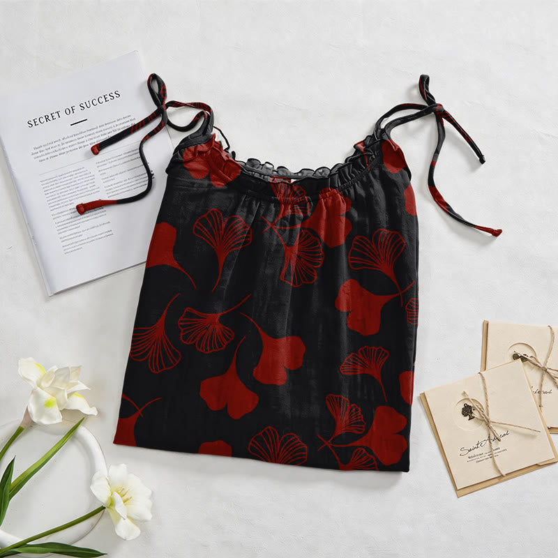 Ownkoti Ginkgo Leaf Tie Strap Lounge Nightgown - image 67