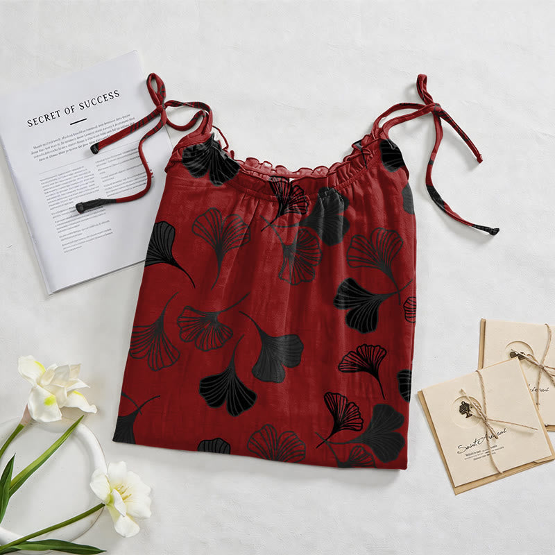 Ownkoti Ginkgo Leaf Tie Strap Lounge Midi Dress - image 53