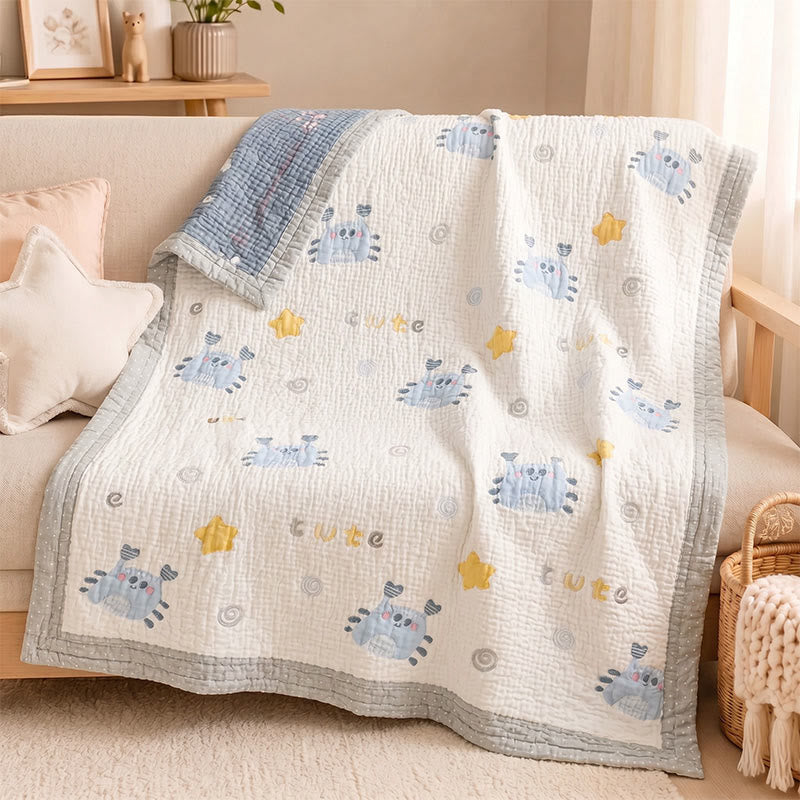 Ownkoti Blue Crab Lyocell Quilted Baby Quilt - image 1