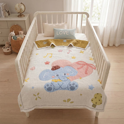 Ownkoti Pastel Elephant Lyocell Quilted Baby Quilt - image 2