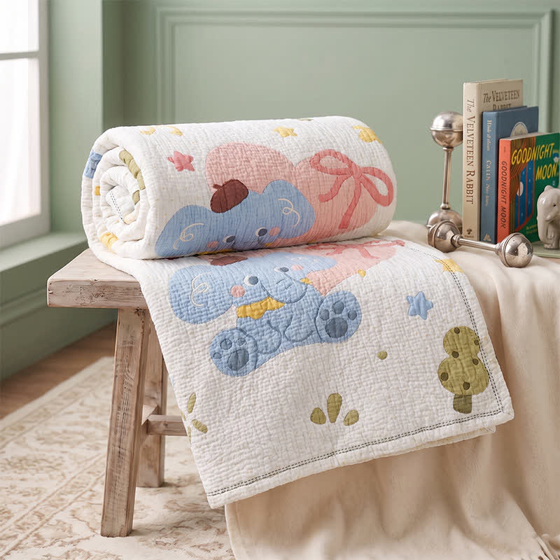 Ownkoti Pastel Elephant Lyocell Quilted Baby Quilt - image 3