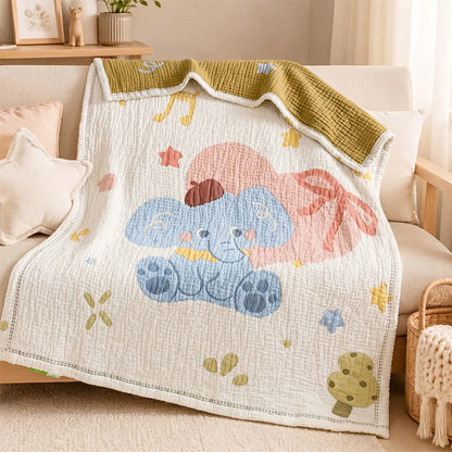 Ownkoti Pastel Elephant Lyocell Quilted Baby Quilt - image 1