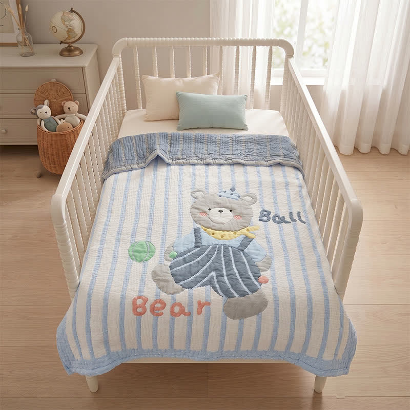 Ownkoti Striped Bear Lyocell Quilted Baby Quilt - image 2