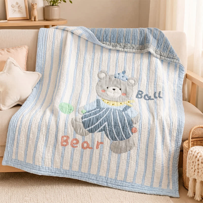 Ownkoti Striped Bear Lyocell Quilted Baby Blanket - image 1