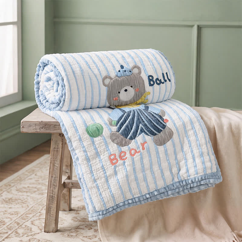 Ownkoti Striped Bear Lyocell Quilted Baby Blanket - image 3