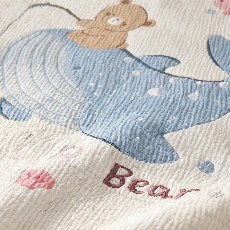 Ownkoti Whale and Bear Lyocell Quilted Baby Blanket - image 5
