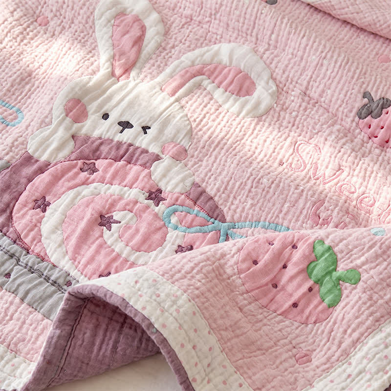 Ownkoti Pink Bunny Strawberry Lyocell Baby Blanket - image 4
