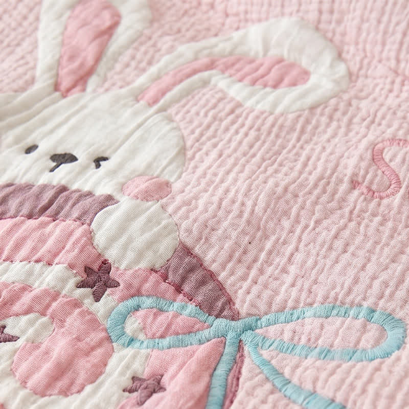 Ownkoti Pink Bunny Strawberry Lyocell Baby Quilt - image 5