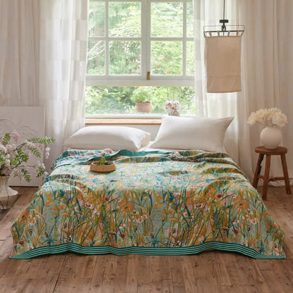 Ownkoti Vintage Iris Field Cotton Jacquard Blanket Quilt - King - image 1