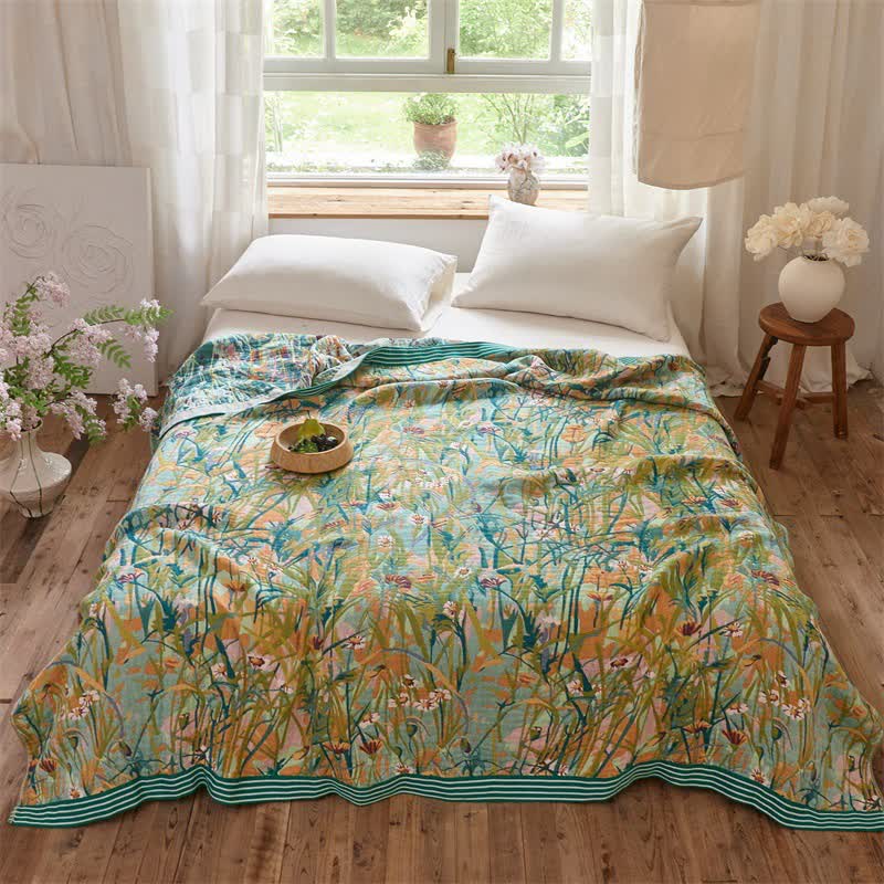 Ownkoti Vintage Iris Field Cotton Jacquard Blanket Quilt - image 2