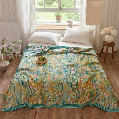 Ownkoti Vintage Iris Field Cotton Jacquard Blanket Quilt - image 2