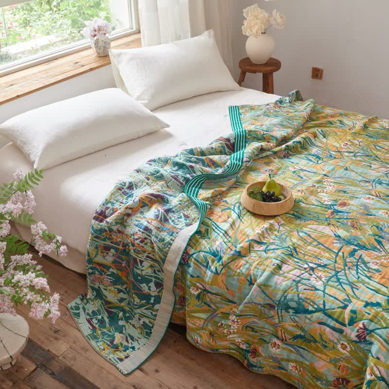 Ownkoti Vintage Iris Field Cotton Jacquard Blanket Quilt - image 3