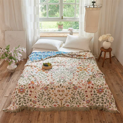 Ownkoti Floral Cotton Muslin Tassel Reversible Quilt - image 2