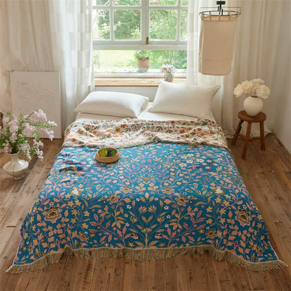 Ownkoti Floral Cotton Muslin Tassel Reversible Quilt - image 3