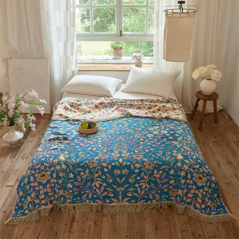 Ownkoti Floral Cotton Muslin Tassel Reversible Quilt - image 3