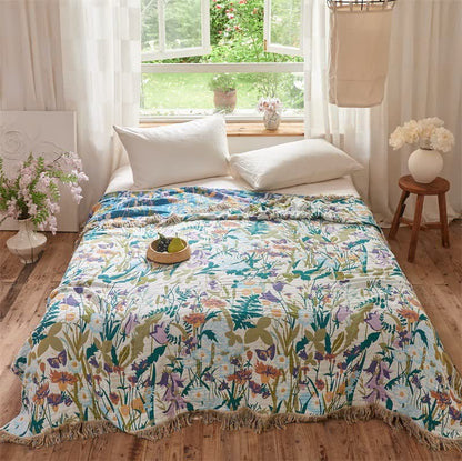 Ownkoti Muslin Botanical Tassel Reversible Blanket Quilt - King - image 2