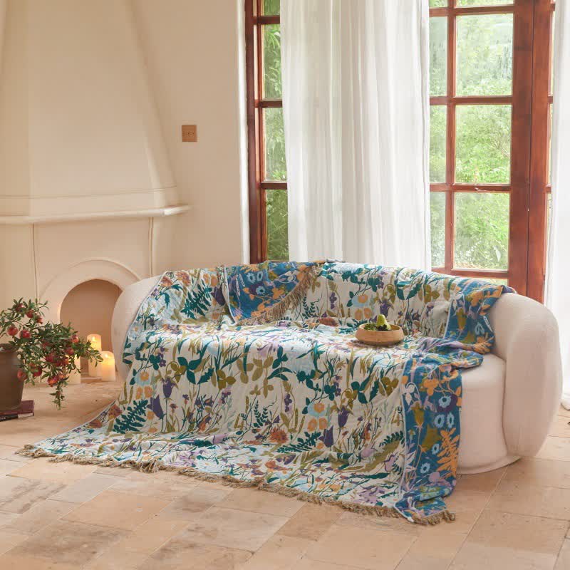 Ownkoti Muslin Botanical Tassel Reversible Blanket Quilt - image 4