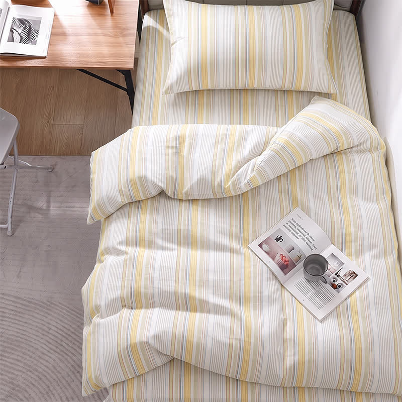 Ownkoti  Pastel Stripe Twin XL Dorm Bedding Set - Twin XL - Yellow - 5-Piece Complete Set - image 0