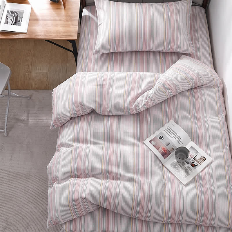 Ownkoti  Pastel Stripe Twin XL Dorm Bedding Set - Twin XL - Pink - 3-Piece Duvet Set - image 10