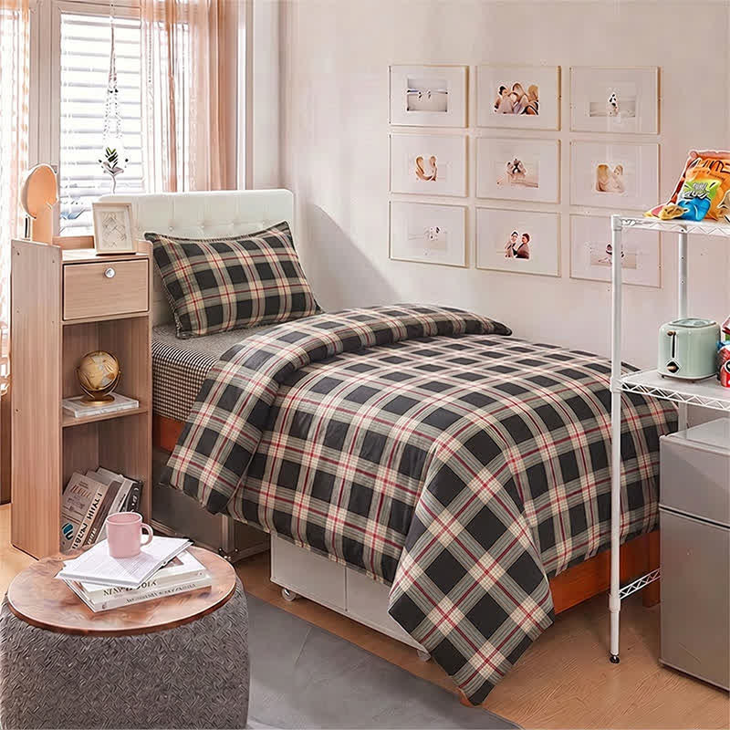Ownkoti Heritage Plaid Twin XL Dorm Bedding Set - Twin XL - Black - 3-Piece Duvet Set - image 4