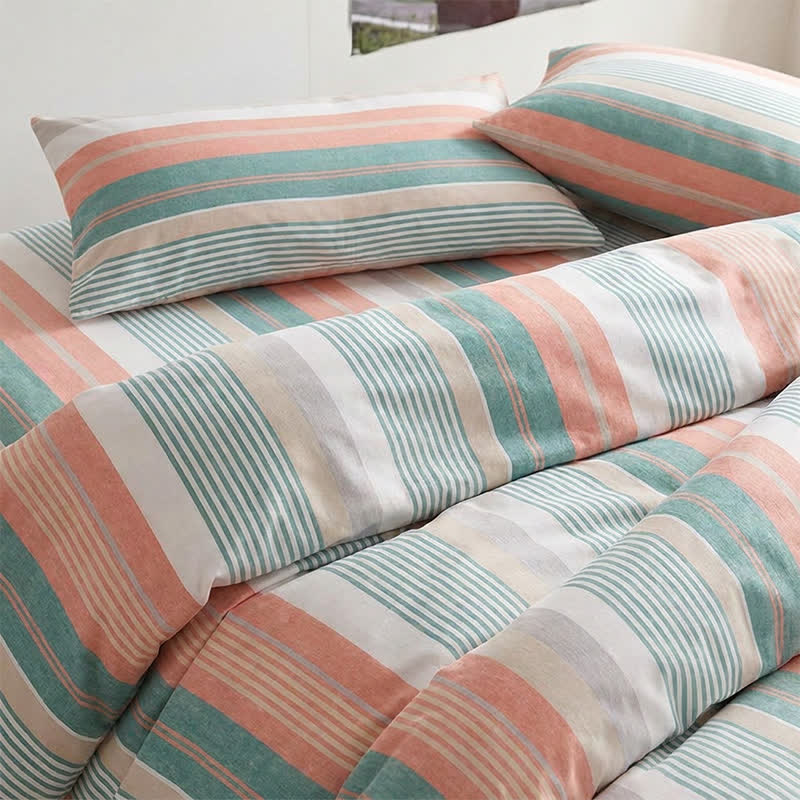 Ownkoti Coral Teal Stripe Twin XL Bedding Set - image 4
