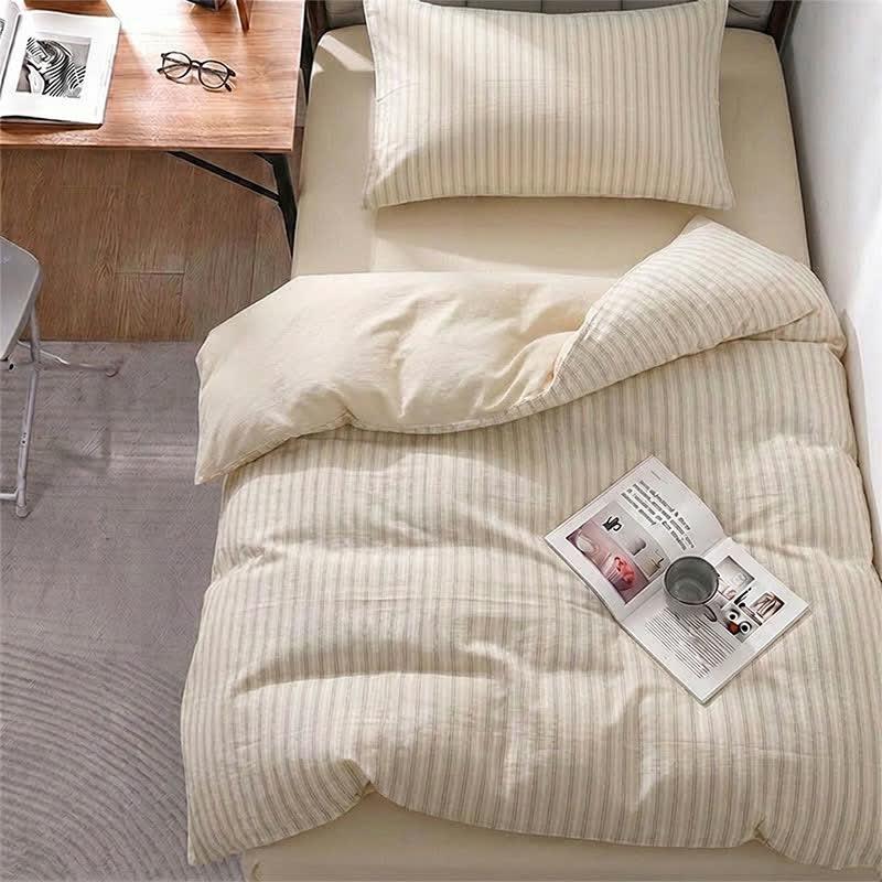 Ownkoti Nordic Stripe Cotton Twin XL Bedding Set - Twin XL - Yellow - 3-Piece Duvet Set - image 6
