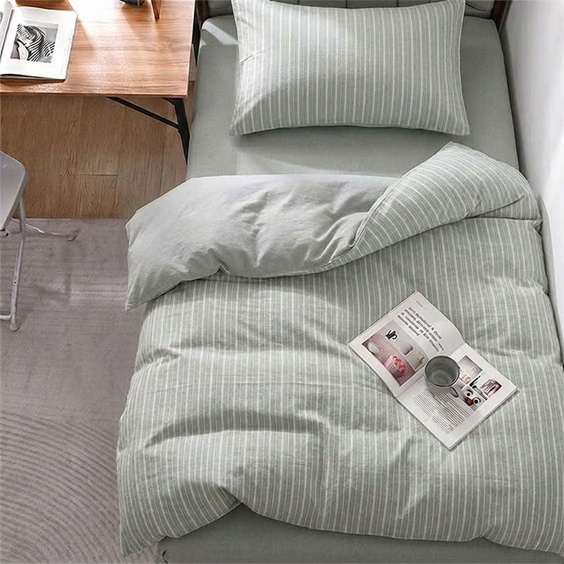 Ownkoti Nordic Stripe Cotton Twin XL Bedding Set - Twin XL - Green - 3-Piece Duvet Set - image 12